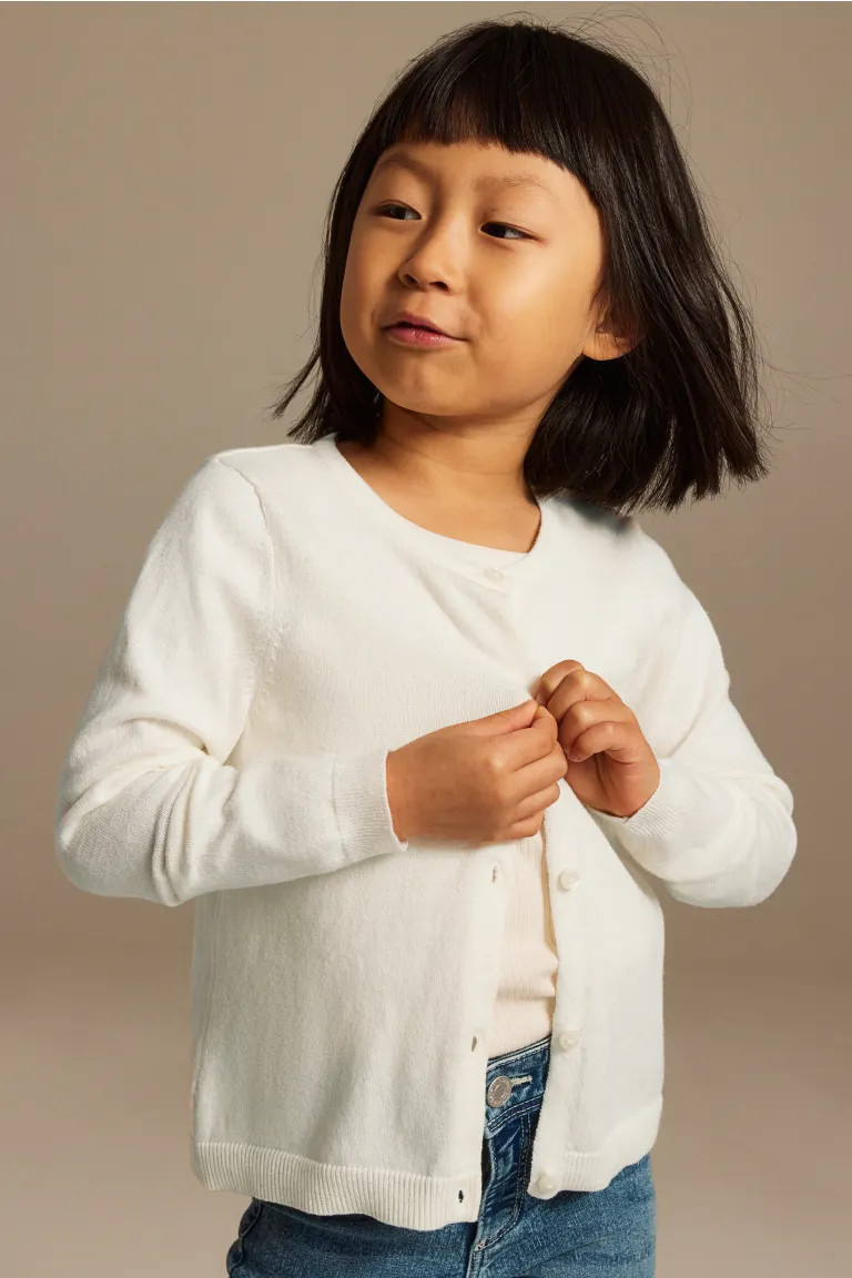 Fine-knit Cotton Cardigan - Natural white - Kids | H&M US | H&M (US + CA)