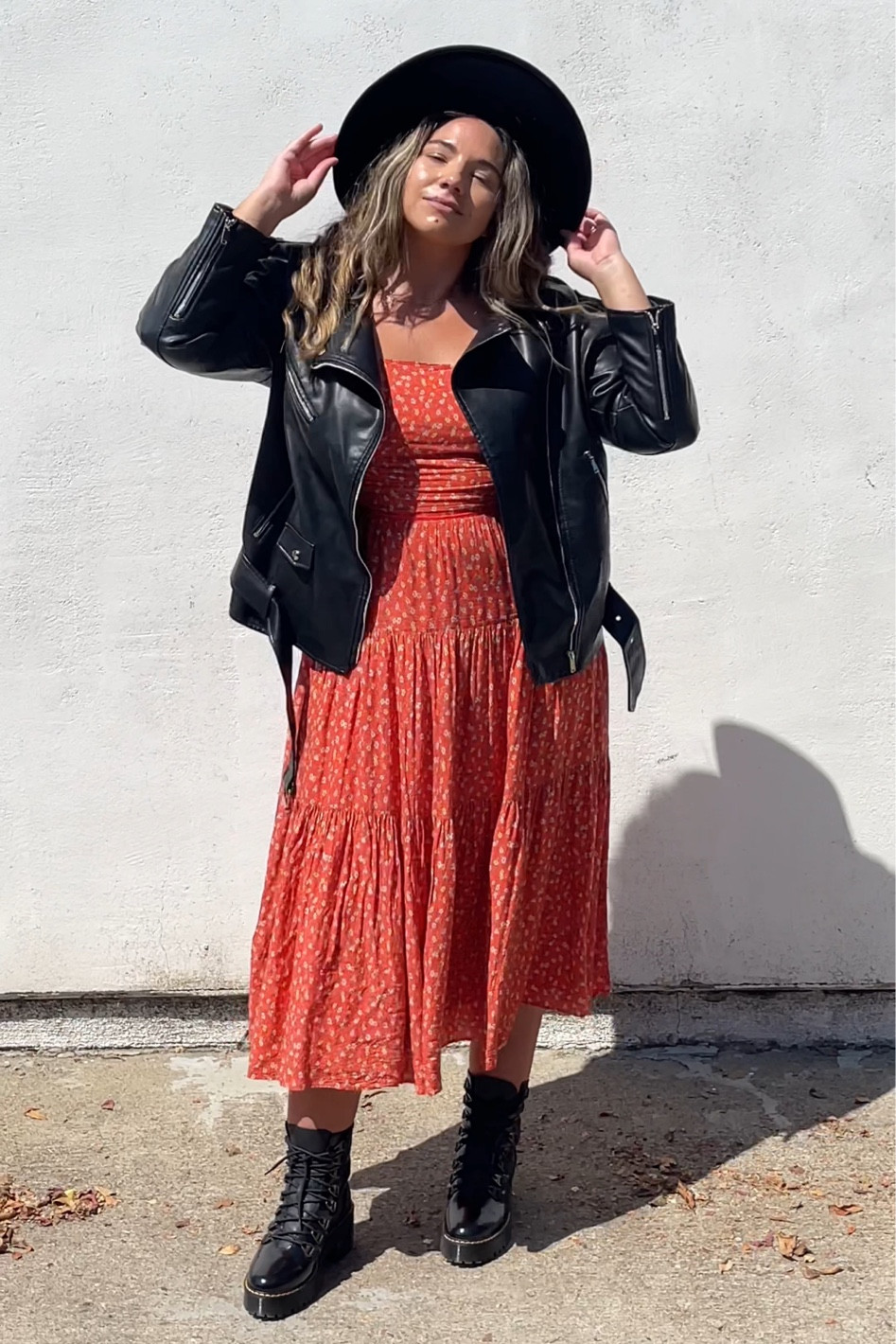 Wearing a size large of the oversized faux leather jacket and it fits so well for under $50. 

This midi dress is sold out, but similar ones are linked that can be layered for fall fashion.

Wearing a size 10 in the doc marten combat boots that are on sale!

#LTKfindsunder100 #LTKfindsunder50 #LTKmidsize
