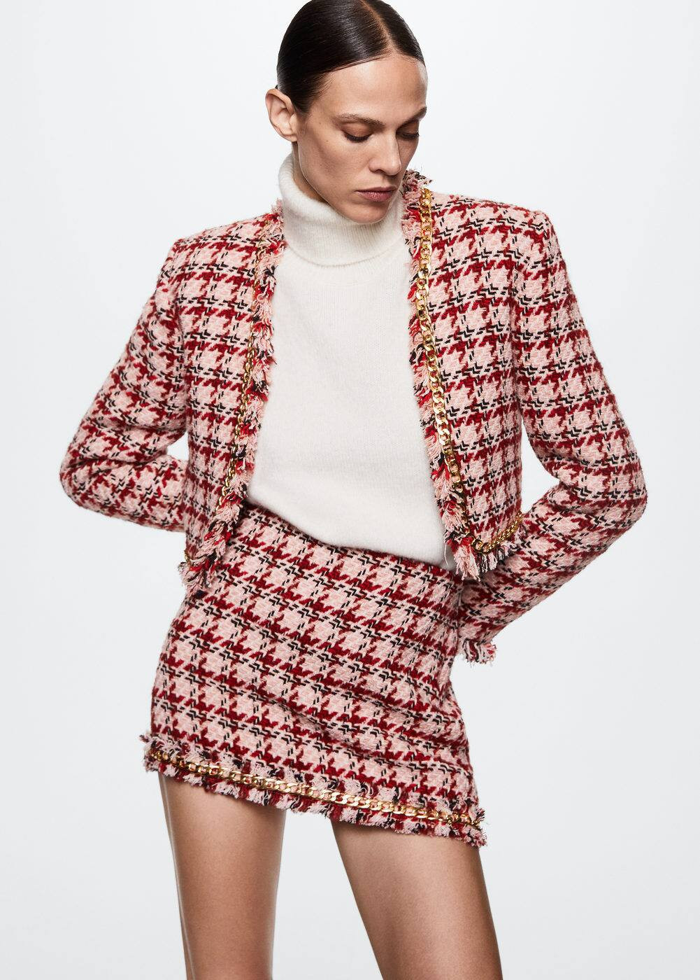 Minijupe tweed chaîne -  Femme | Mango France | MANGO (FR)