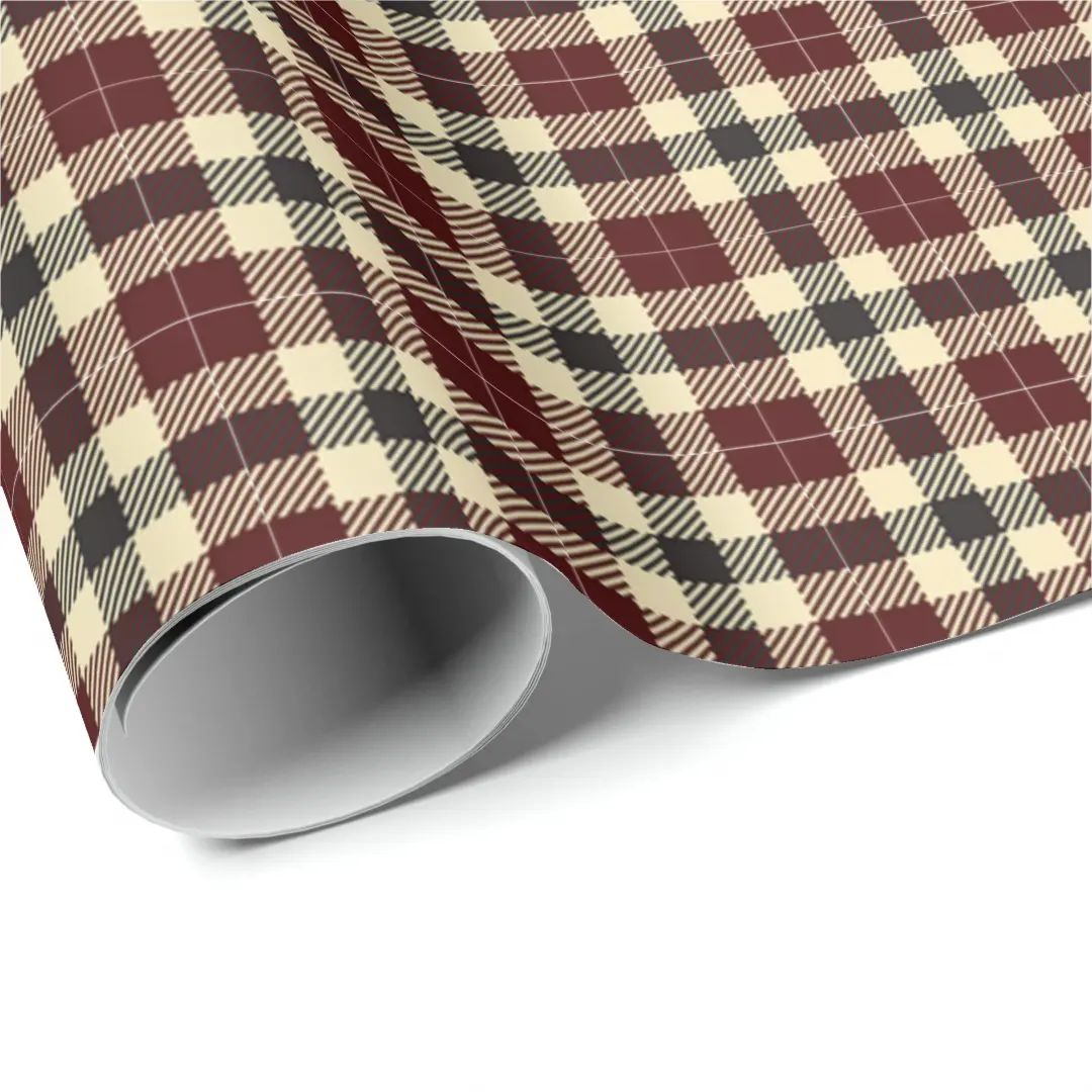 Burgundy and Black Tartan Plaid Wrapping Paper | Zazzle | Zazzle