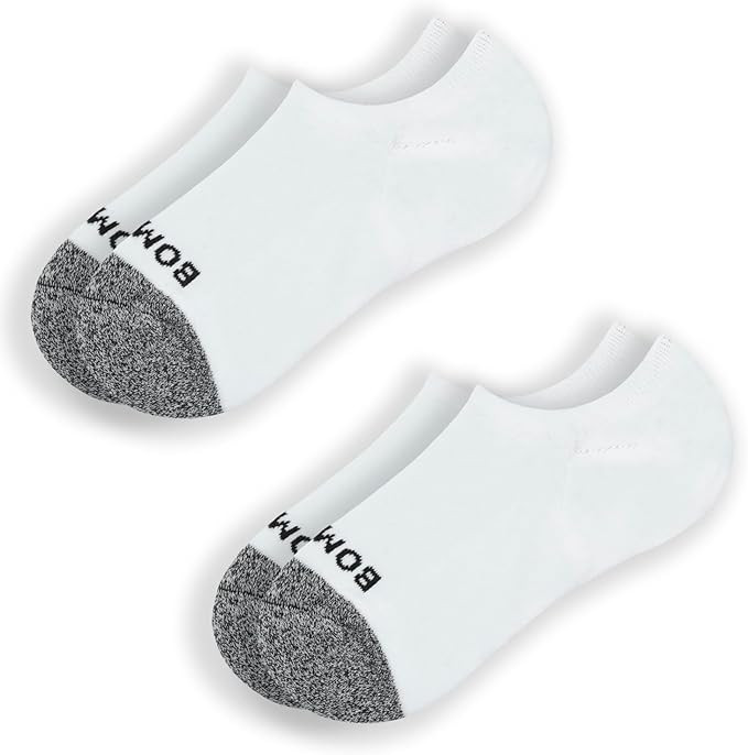 2 PACK Bombas Womens Cushioned No Show Socks,(White,Medium) | Amazon (US)