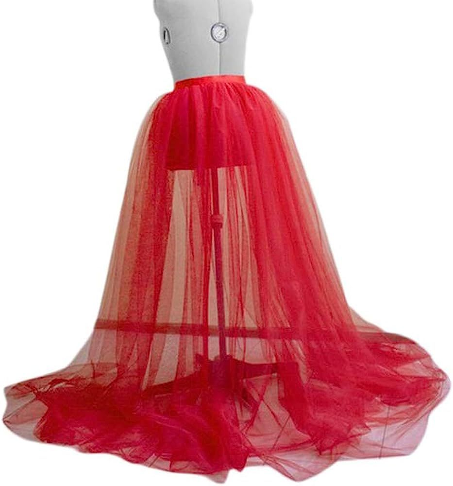 Women Tulle Tutu Long Skirts Wedding Party Cocktail Prom Bandage Mesh Maxi Dress | Amazon (US)