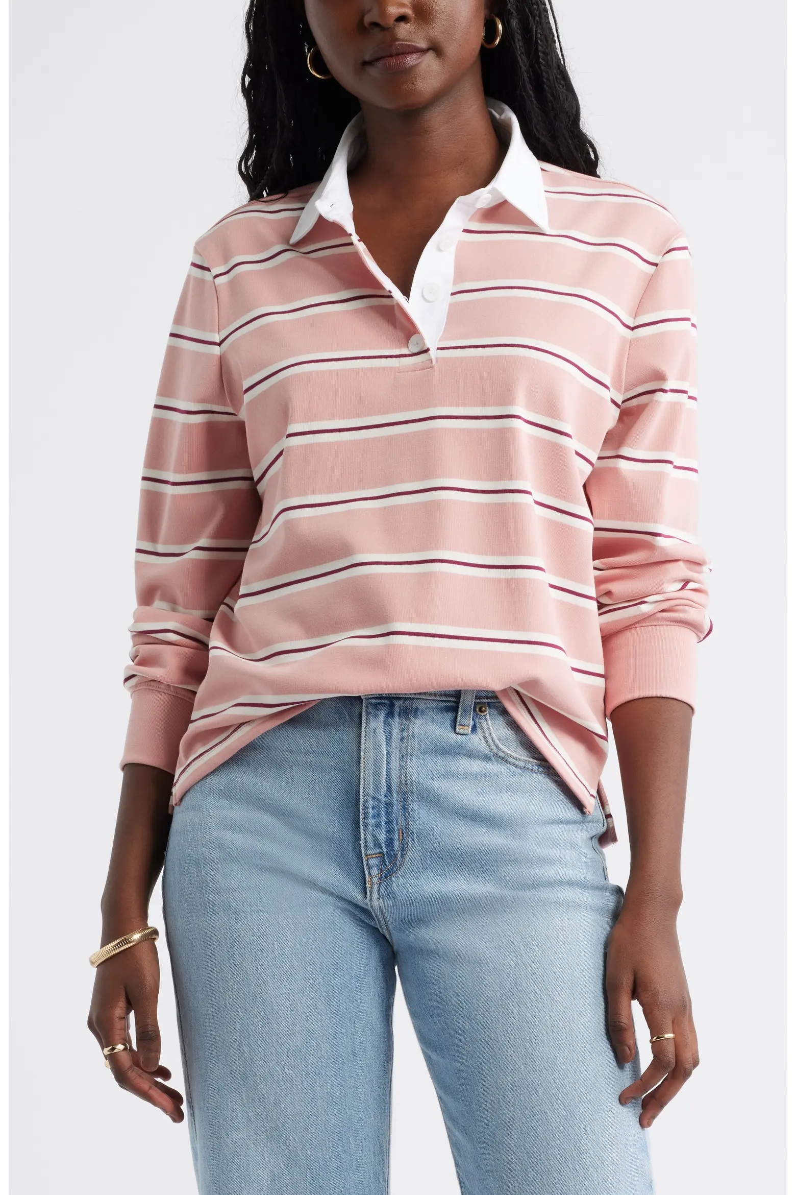Stripe Long Sleeve Rugby Polo (Women) | Nordstrom | Nordstrom
