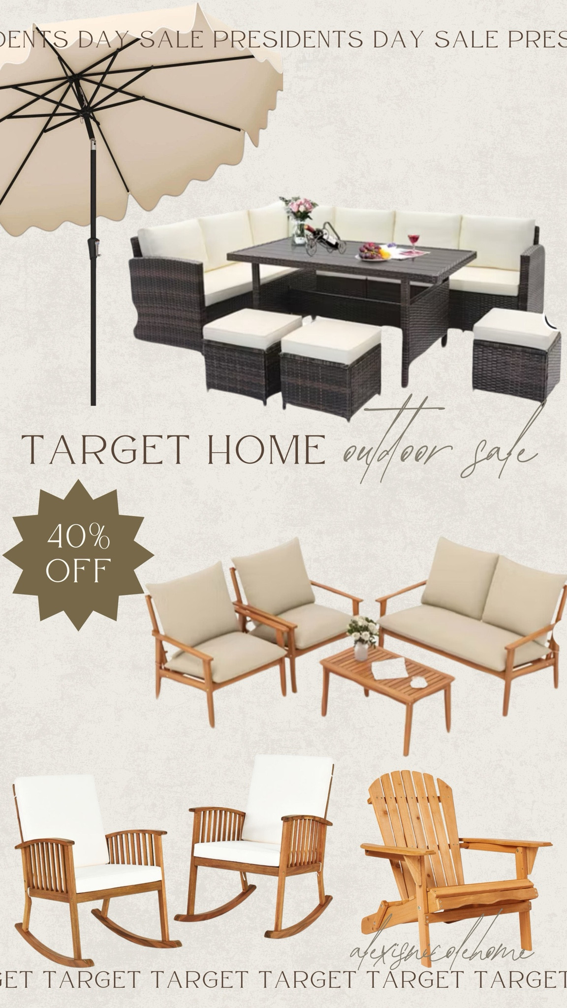 Presidents' Day sales all weekend long! Patio furniture is up to 40% off at target! 

#LTKSeasonal #LTKSaleAlert #LTKHome