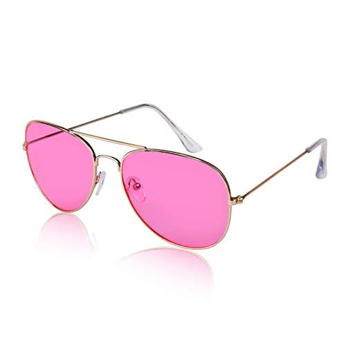 Pink Aviator Sunglasses Shades for Women Women's Colorful Disco Tinted Glasses | Amazon (US)