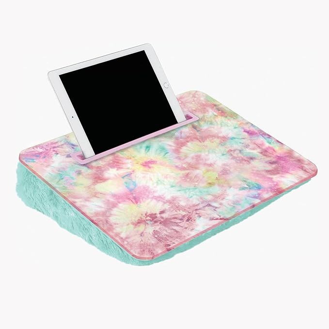 Three Cheers for Girls - Pastel Tie Dye Faux Fur Lap Desk - Portable Lap Pillow Desk for Kids wit... | Amazon (US)