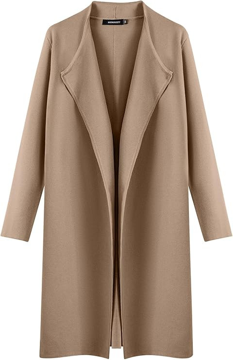 MEROKEETY Women's 2023 Long Sleeve Cardigan Sweaters Lapel Open Front Casual Knit Coatigan Jacket... | Amazon (US)