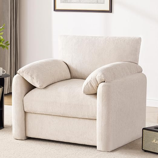 Chenille Oversized Armchair, 38.6" Wide Accent Chairs for Living Room & Bedroom Modern Lounge Cha... | Amazon (US)
