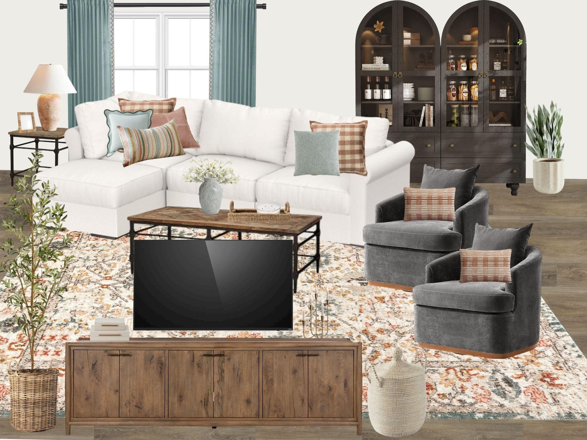 Colorful modern farmhouse living room design

#LTKHome