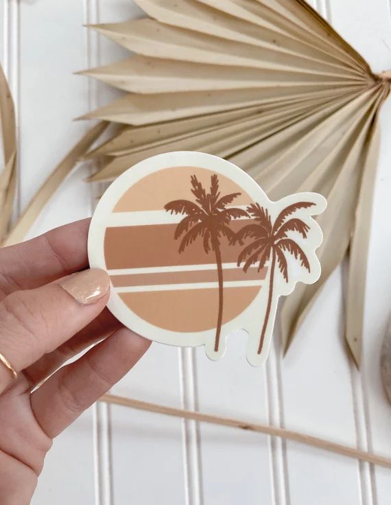 Palm Tree Sunset Vinyl Sticker  Tropical Sticker  Beach | Etsy | Etsy (US)