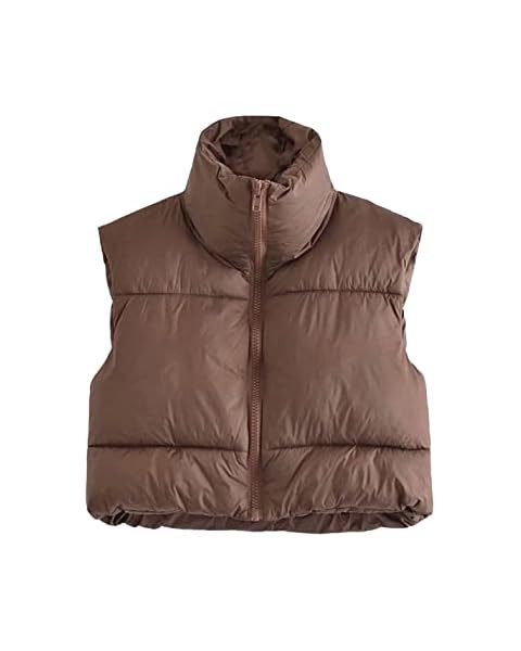Fuinloth Women's Padded Vest, High Stand Collar Lightweight Zip Crop Puffer Gilet at Amazon Women... | Amazon (US)