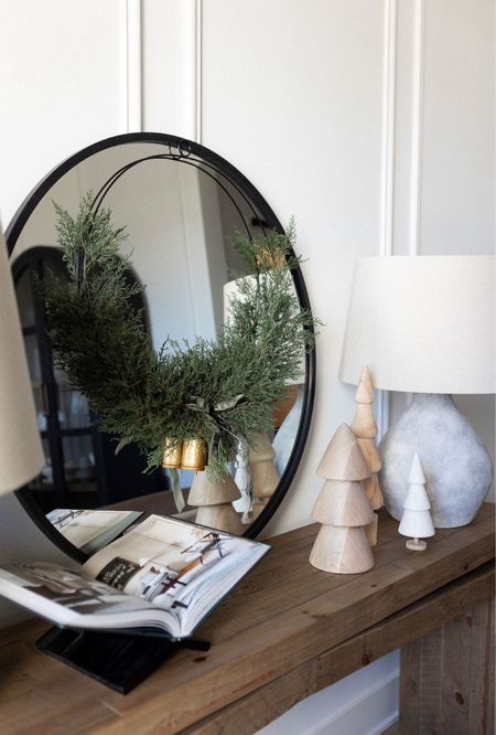 Holiday Decor - sitting room console table! Linked similar wreath & wooden tree!  #kathleenpost #holidaydecor 

#liketkit #LTKhome #LTKHoliday #LTKSeasonal
@shop.ltk
