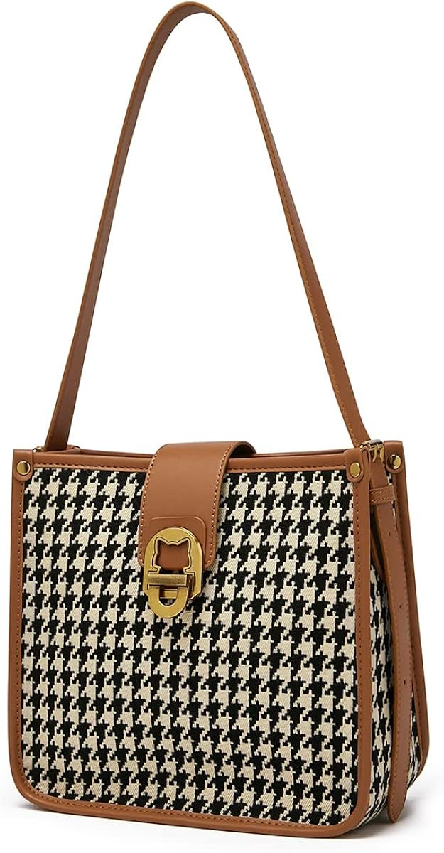 Lady New Houndstooth Commuter Shoulder Bag Autumn and Winter Large-Capacity Retro Portable Bucket... | Amazon (US)
