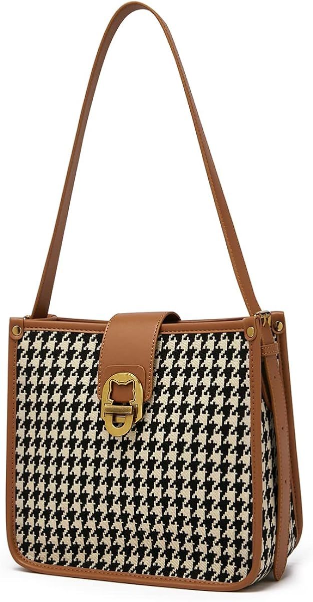 Lady New Houndstooth Commuter Shoulder Bag Autumn and Winter Large-Capacity Retro Portable Bucket... | Amazon (US)