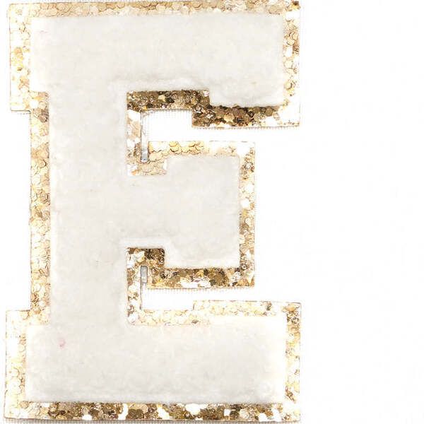 Chenille 3-Inch Sparkle Letter Patch, White | Maisonette