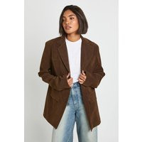 boohoo Women's Tall Vintage Look Faux Suede Oversized Blazer in Chocolate | Size: 12 | Boohoo.com (UK & IE)
