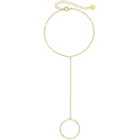 Faire de la Mode CZ Diamond Ring Bracelet Hand Chain for Women, 6" to 8" adjustable wrist length (Gold, No Diamond) | Amazon (US)