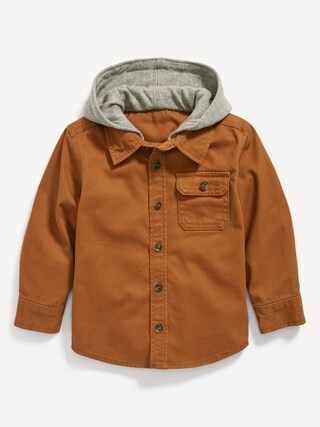 Hooded Button-Front Twill Shirt for Toddler Boys | Old Navy (CA)
