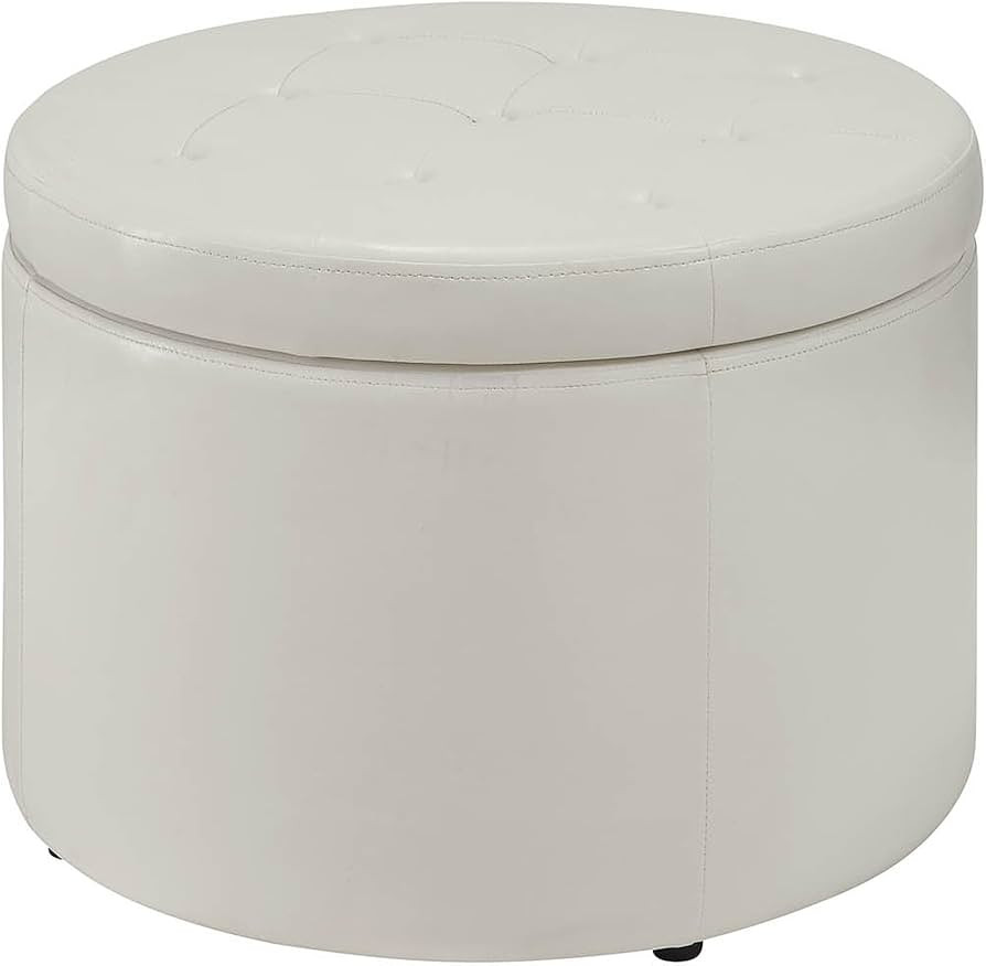 Convenience Concepts Designs4Comfort Round Shoe Ottoman, Ivory | Amazon (US)
