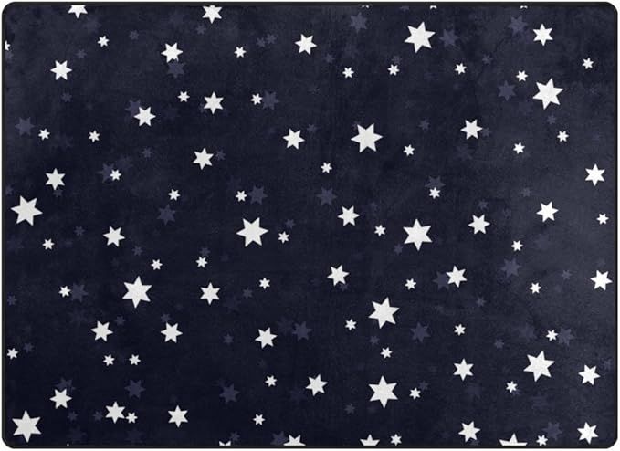 My Little Nest Little Stars Navy Blue Area Rug Lightweight Non-Slip Soft Mat 4'10" x 6'8", Memory... | Amazon (US)