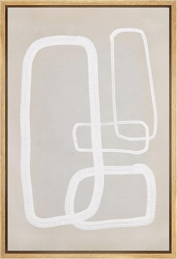 SIGNWIN Framed Canvas Print Wall Art Tan White Retro Geometric Rings Abstract Shapes Illustration... | Amazon (US)