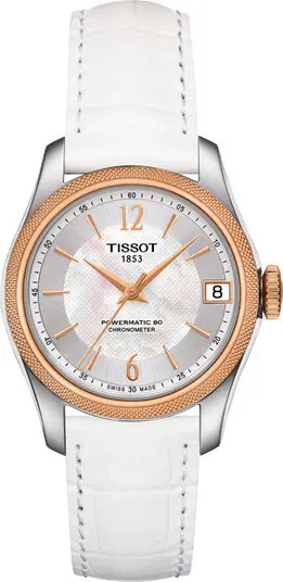 Tissot Ballade Powermatic 80 COSC Croc Embossed Leather Strap Watch, 32mm | Nordstromrack | Nordstrom Rack
