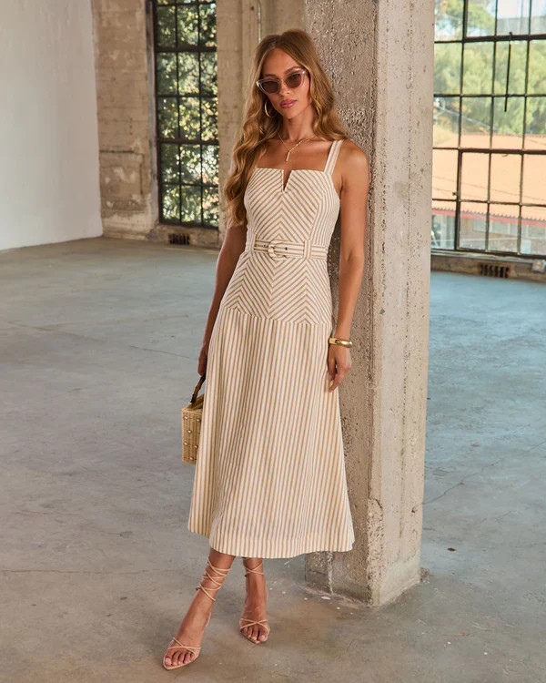 Soft Sailing Striped Belted Maxi Dress | VICI