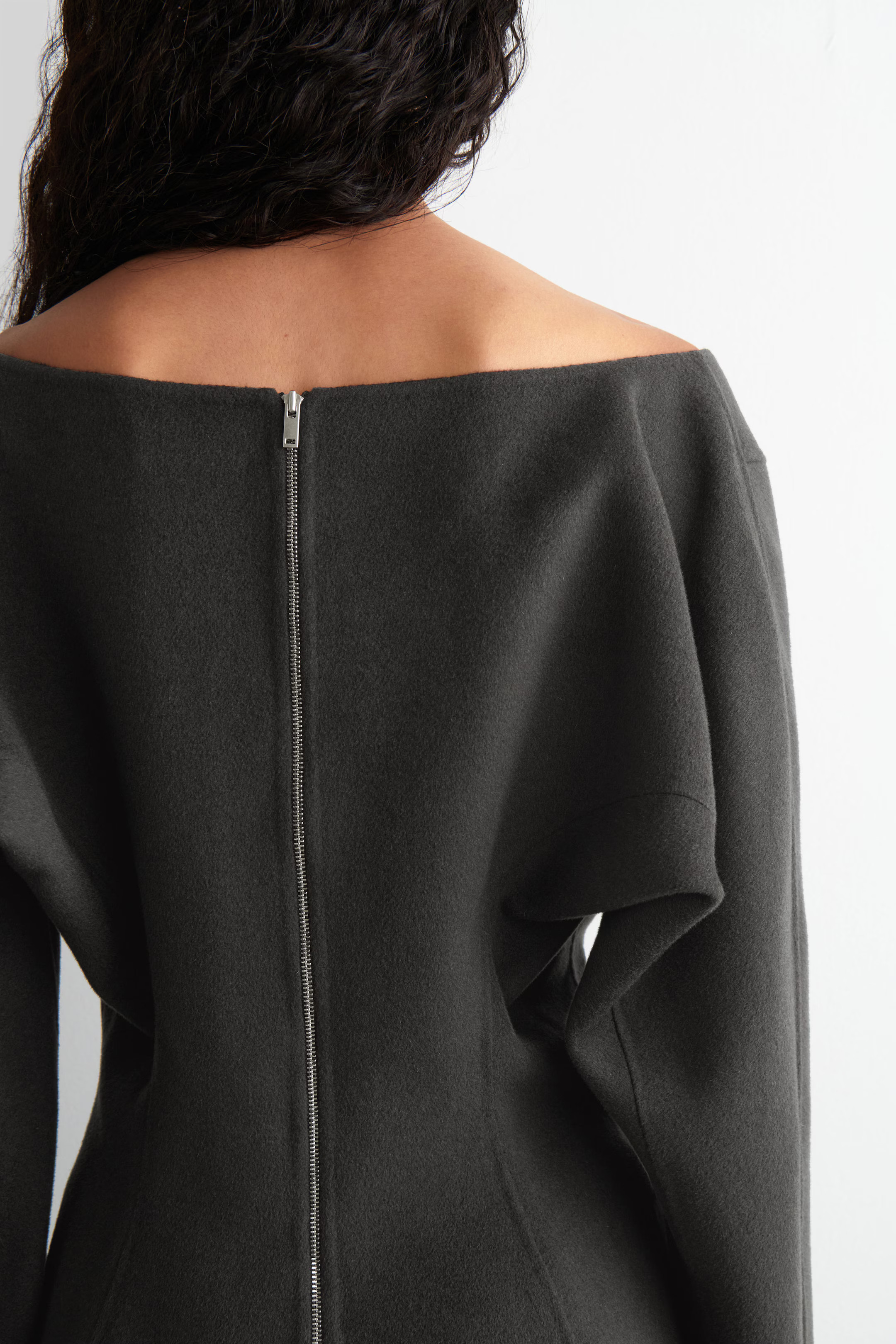 DOUBLE-FACED WOOL V-NECK TOP - STEEL | COS | COS UK