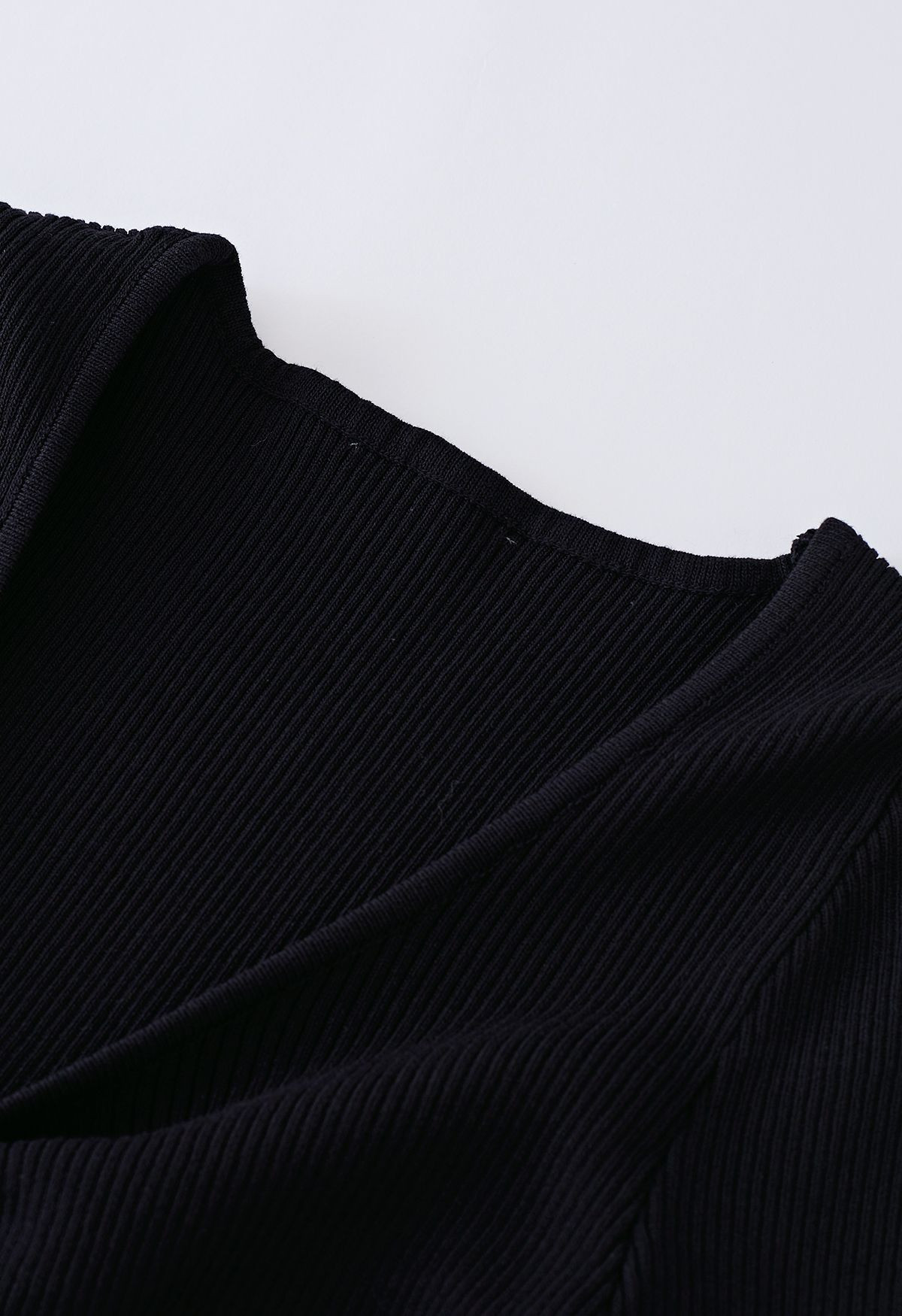 Front Cutout Split Hem Knit Dress in Black | Chicwish