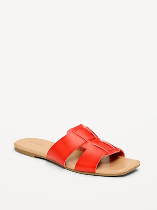 Faux-Leather Slide Sandals | Old Navy (US)