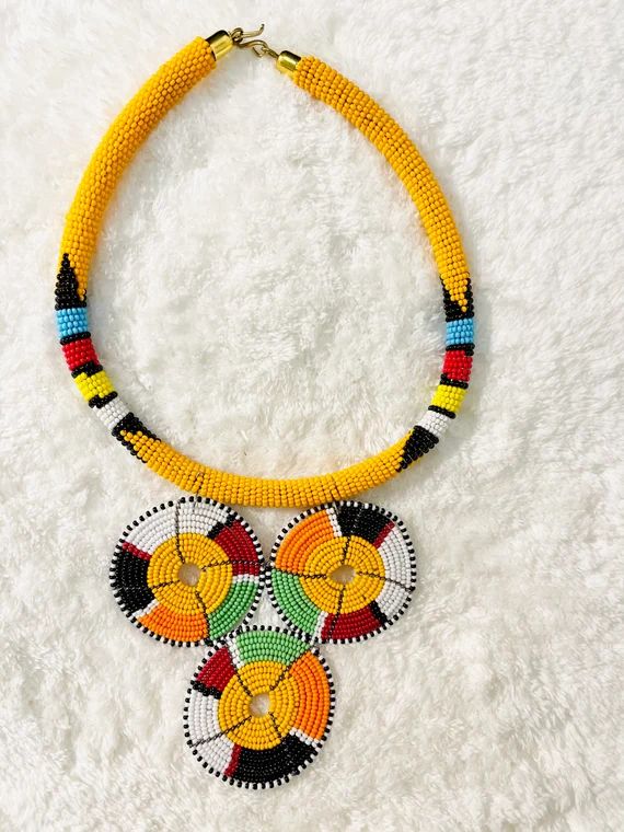 African Maasai Handmade Beaded Necklace Masai Wedding - Etsy | Etsy (US)