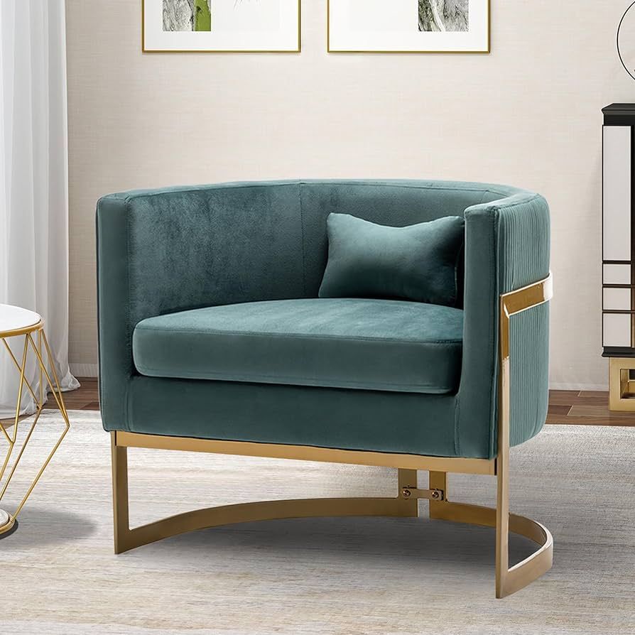 Apeaka Velvet Accent Chair, Modern Upholstered Arm Chair for Living Room Bedroom Sofa Side Chair ... | Amazon (US)