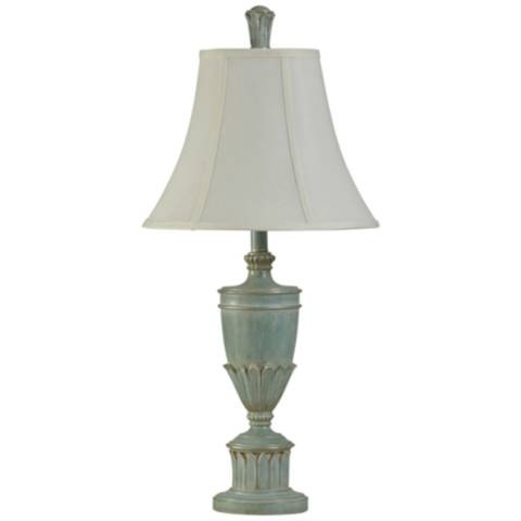 Cibali Blue Table Lamp with White Softback Fabric Shade - #58T18 | Lamps Plus | Lamps Plus