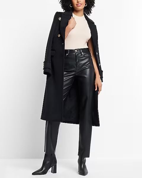 Wool-Blend Novelty Button Trench Coat | Express