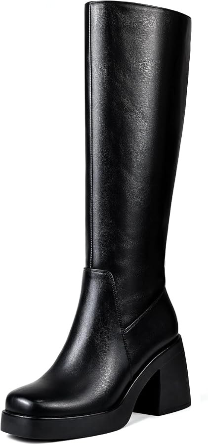 Women's Platform Knee High Boots Chunky Heel Fashion Casual Tall Boot | Amazon (US)