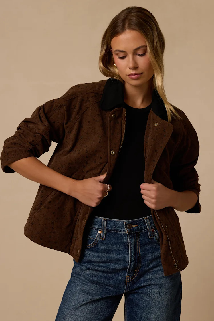 Ashcraft Brown Floral Corduroy Jacket | Lulus