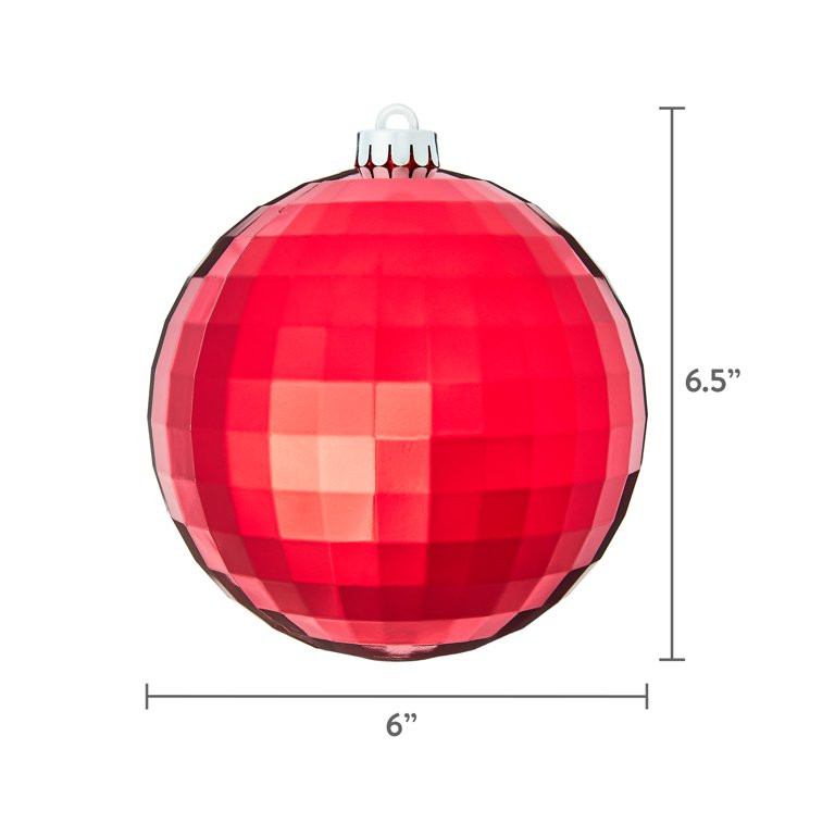 Shiny Red Disco Ball-Style Jumbo Shatterproof Round Christmas Ornament, by Holiday Time | Walmart (US)