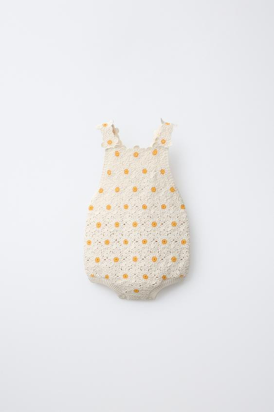 PLAIN CROCHET DAISY ROMPER | Zara US