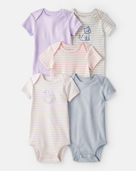 Baby Girl 5-Pack Swan Multipack Bodysuits - Purple/Blue | Carter's Inc