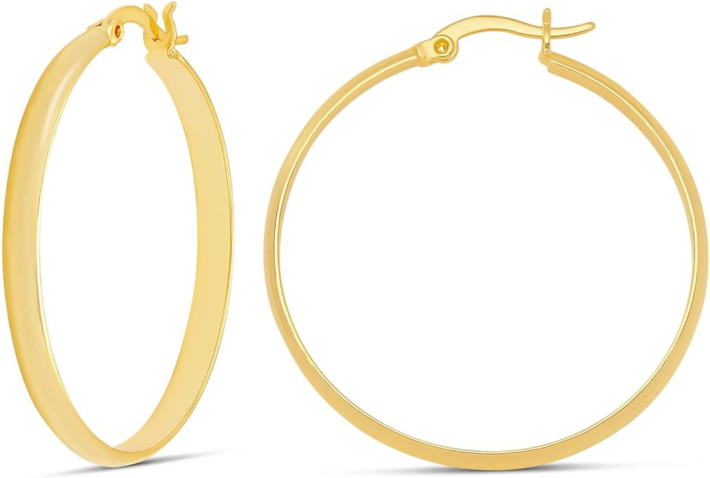 Amazon Essentials 14K Gold or Sterling Silver Plated Polished Dome Hoop | Amazon (US)
