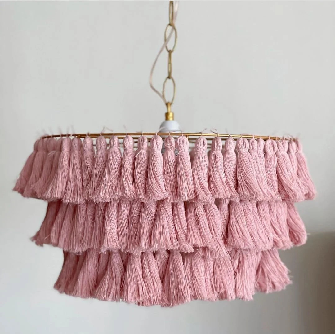 Boho light,Boho Chandelier, Fringe Chandelier, Tassel Lamp Shade 40cm width Macrame Chandelier, B... | Etsy (CAD)