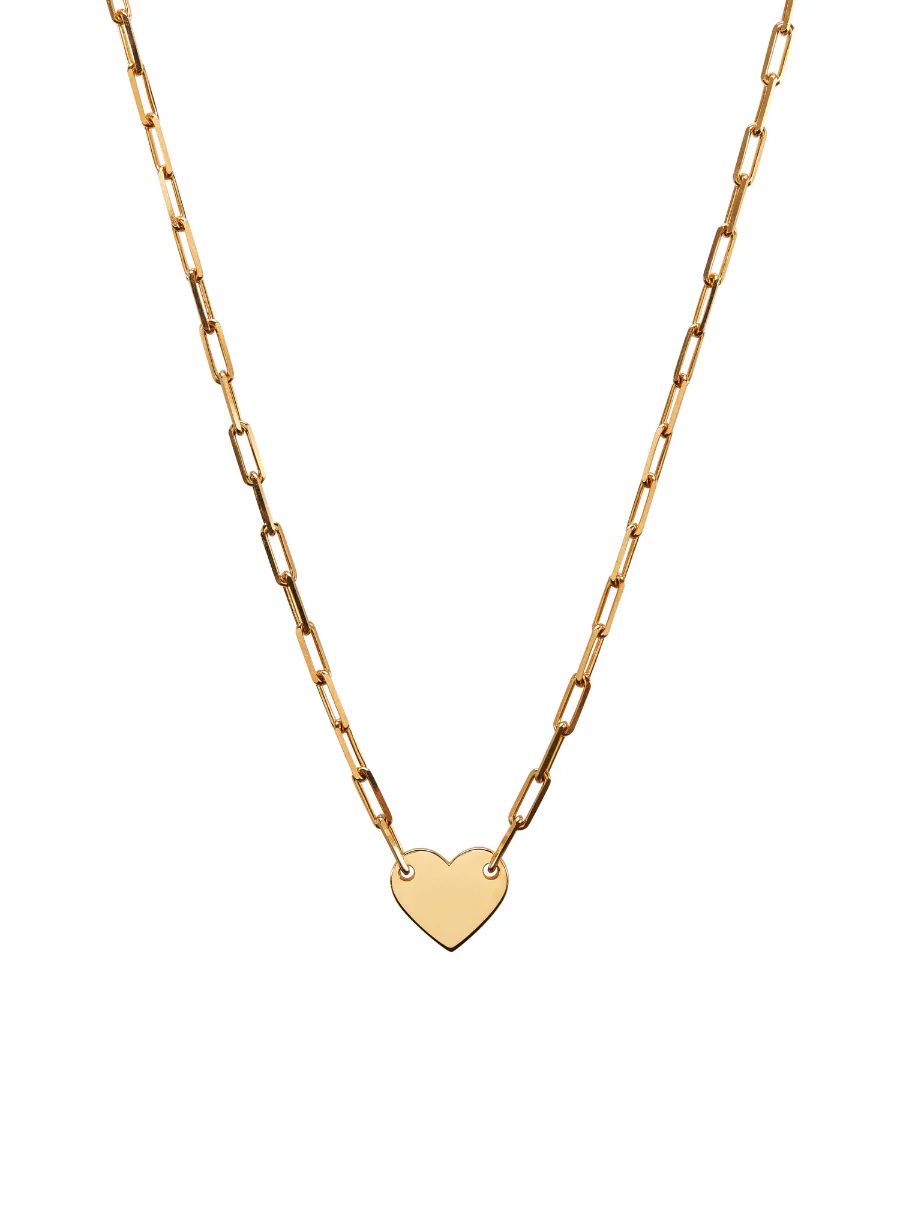 SMALL HEART ID NECKLACE, GOLD | Dorsey