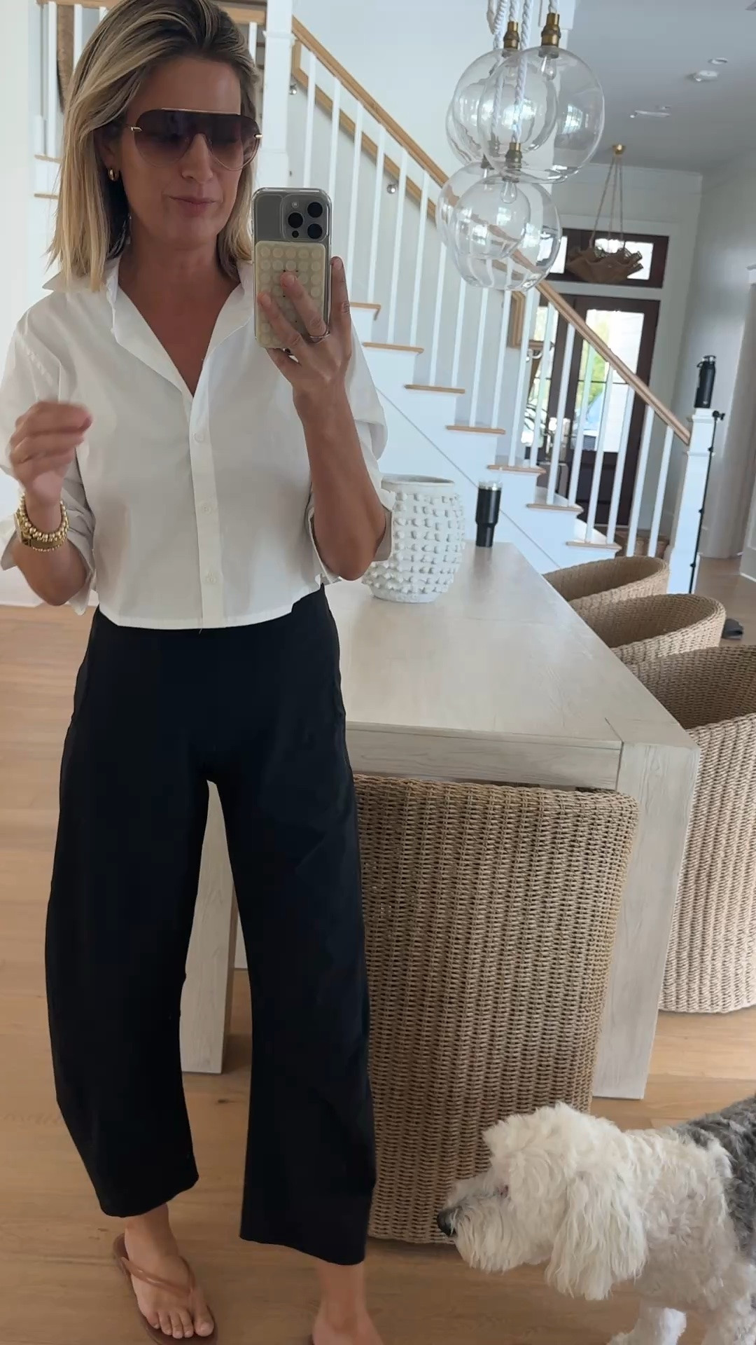 What I wore to school pick up.  Small shirt. I am in 4 long in the splurge pants but sharing a save option that has almost the same cut!

#LTKootd #LTKmomlife #LTKTall