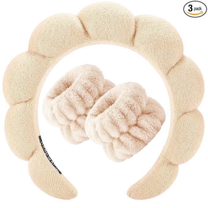 Zkptops Spa Headband for Women Sponge Makeup Skincare Headband Washing Face Wristband Set Terry C... | Amazon (US)