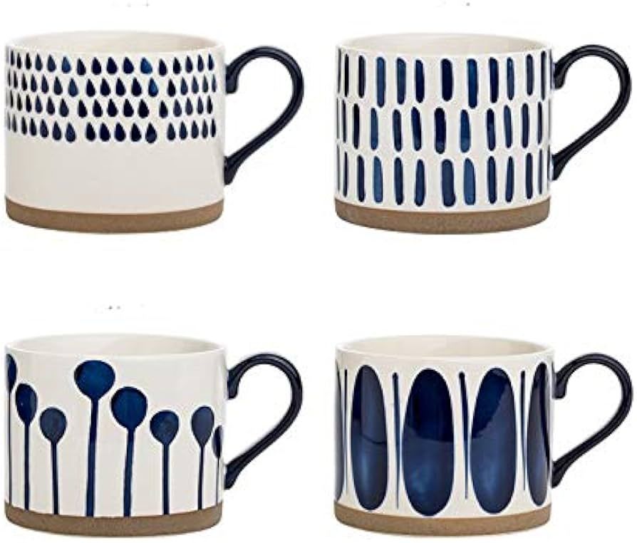 Hand Painted 15 oz. Porcelain Ceramic Mugs Set. Service for 4. | Amazon (US)