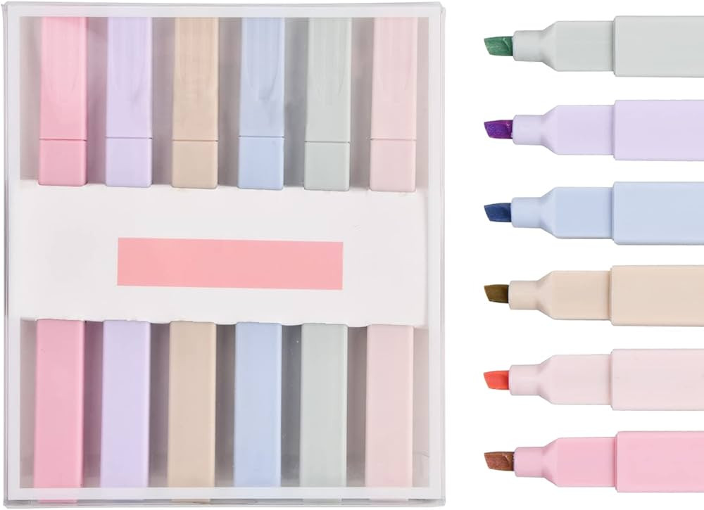 Jinlaili 6 PCS Highlighters, Pastel Highlighter, Cute Highlighters Pens No Bleed Dry Fast, Aesthe... | Amazon (UK)