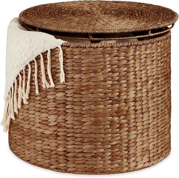 Best Choice Products Large Round Storage Ottoman W/Lid, Handwoven Water Hyacinth Footstool, Accen... | Amazon (US)