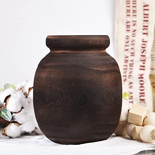 Farmhouse Wooden Vase for Home Decor,Rustic Wood Vases for Decor Table Centerpiece Black Brown Wo... | Amazon (US)
