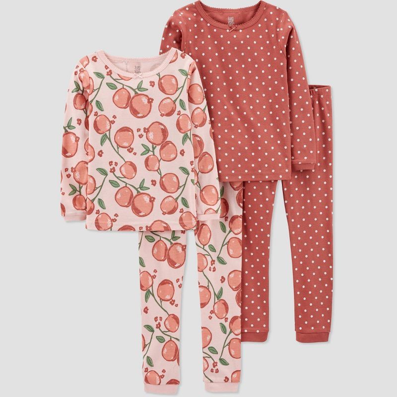 Carter's Just One You® Toddler Girls' 4pc Fruit and Polks Dots Pajama Set - Pink | Target
