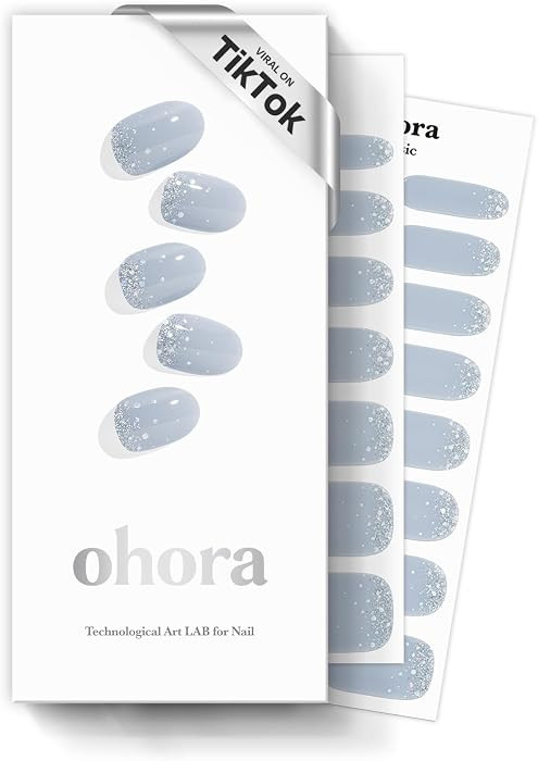 ohora Semi Cured Gel Nail Strips (N Felice) - Blue, Glitter, Works with Any UV/LED Lamps, Salon-Q... | Amazon (US)